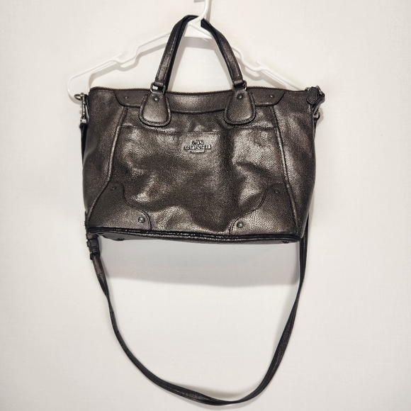 Coach Women's Mickie Satchel Grain Metallic Leather Tote Bag - Picture 1 of 9